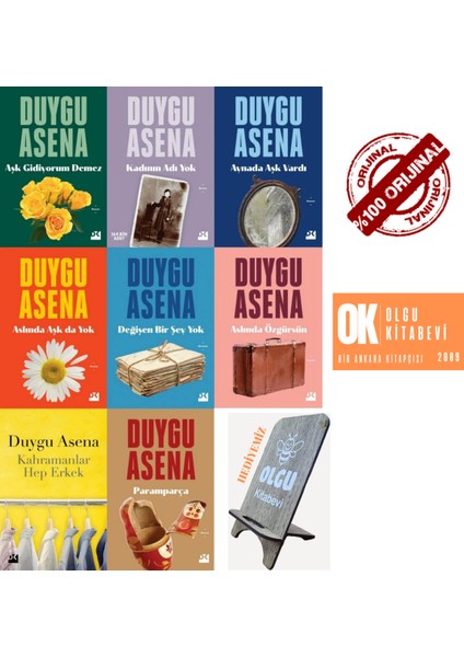 Kadının Adı Yok - Aşk Gidiyorum Demez - Aynada Aşk Vardı / Duygu Asena 8 Kitap Telefon Tutucu Hediye