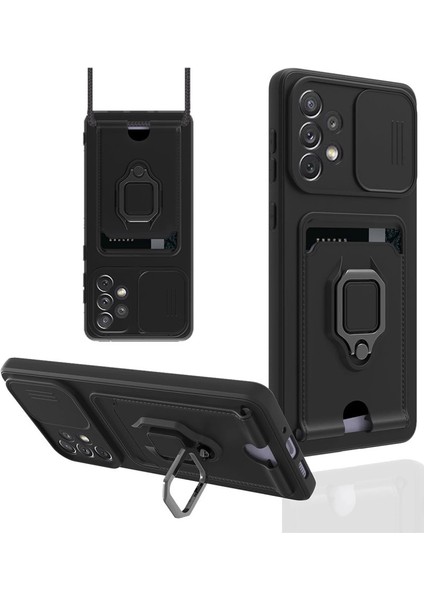 Samsung Galaxy A33 5g Kılıf Zuma Kartvizitli Yüzüklü Silikon - Siyah