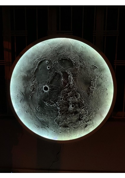 El Yapımı Ay Tablo - 40 cm LED Aydınlatmalı Rgb Bluetooth Telefon Kontrollü Dekoratif Ahşap Tablo fiyatları