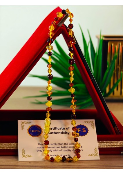 Damla Kehribar Bebek Kolye Şifa Kaynağı Özel Işçilik ve Dizayn Sertifikalı