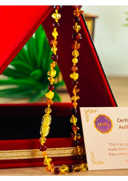 Damla Kehribar Bebek Kolye Şifa Kaynağı Özel Işçilik ve Dizayn Sertifikalı