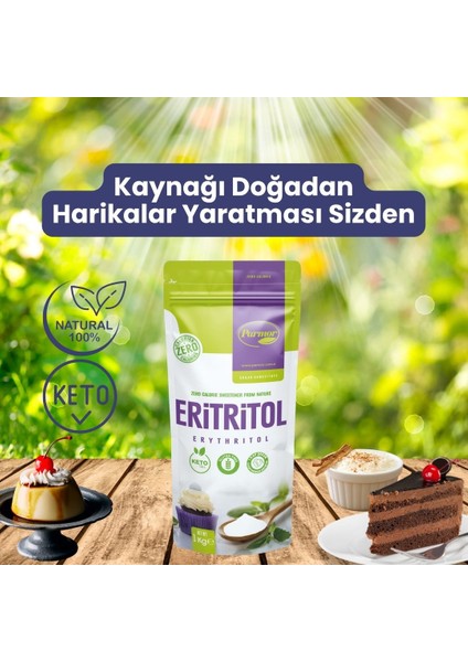 %100 Saf Eritritol 1 kg – Doğal Meyve Aromalı, Kilitli Ambalaj, Vegan ve Keto Diyetine Uygun Tatlandırıcı