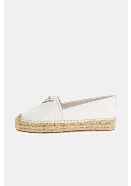 Bayan Espadril Düz Taban Hasır Tabanlı Poliüretan Beyaz Renk ile Şık Tasarım