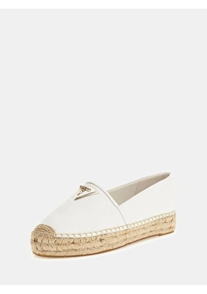 Bayan Espadril Düz Taban Hasır Tabanlı Poliüretan Beyaz Renk ile Şık Tasarım