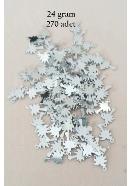 Oya Abiye Bileklik Kolye Pleksi Metalik Plastik Pul Gümüş Renk 24 gram 270 adet - BNC566