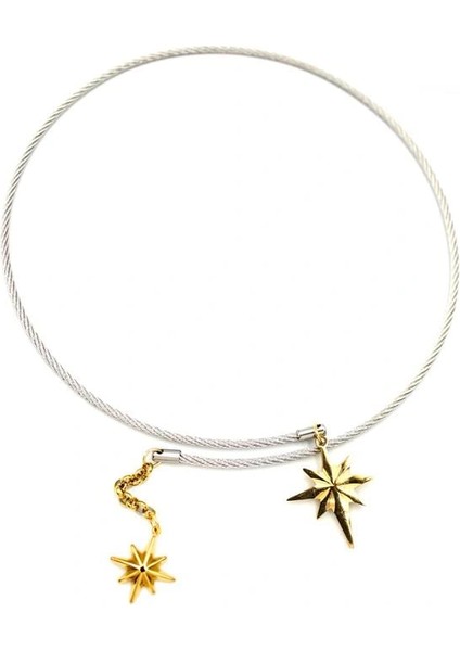 Kutup Yıldızı Tasma Kolye - Gümüş