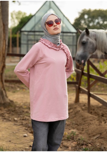 Tesettür Eşofman Üstü -Pembe