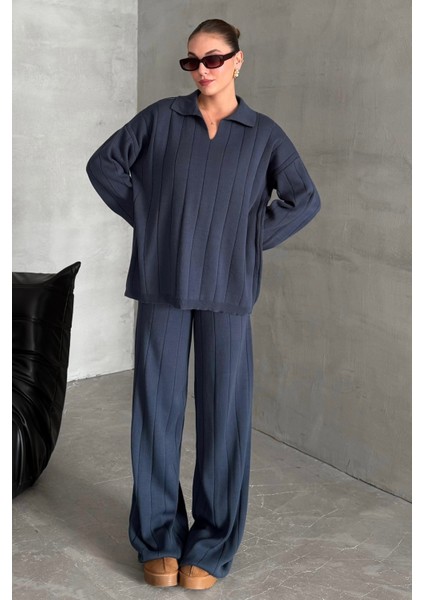 Mavi Polo Yaka Triko Takım - 4588