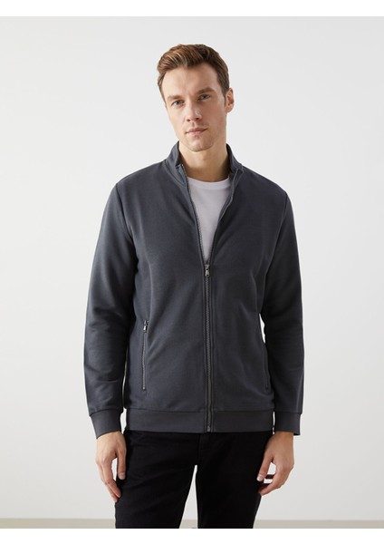 Yeni Sezon Dik Yaka Uzun Kollu Erkek Fermuarlı Sweatshirt