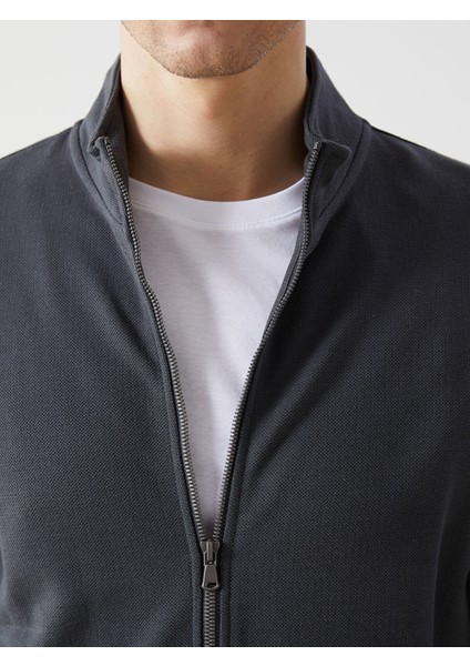 Yeni Sezon Dik Yaka Uzun Kollu Erkek Fermuarlı Sweatshirt modelleri