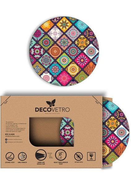 Cam Kesme Tahtası ve Sunumluk Yuvarlak Siyah Beyaz Mermer Çizgi Desenli 30X30 cm indirimleri