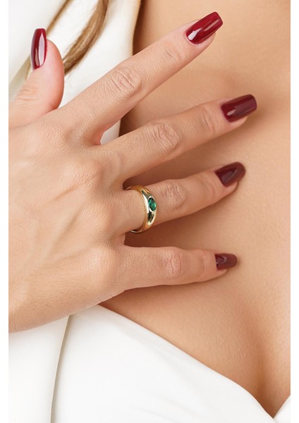 14 Ayar Altın Zümrüt Taşlı Yüzük modelleri