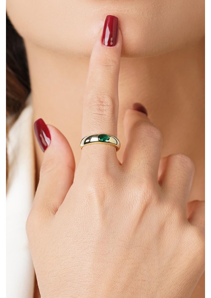 14 Ayar Altın Zümrüt Taşlı Yüzük fırsatları