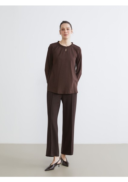 Yeni Sezon Fırfırlı Bisiklet Yaka Bluz fiyatları