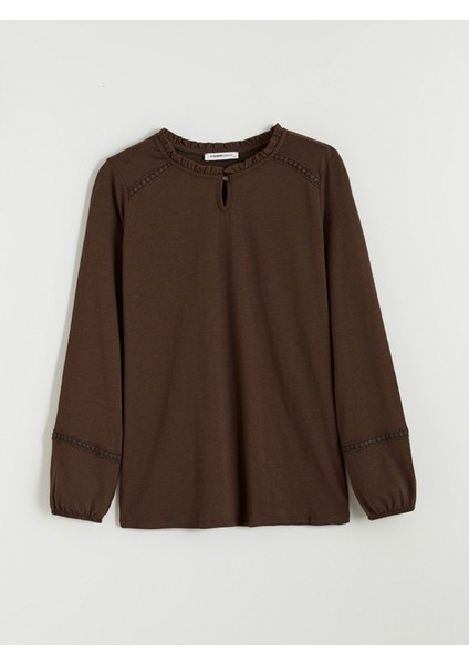 Yeni Sezon Fırfırlı Bisiklet Yaka Bluz indirimleri