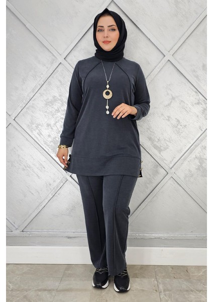 Kadın Kolye Detaylı Nervür Dikim Tesettür Takım modelleri
