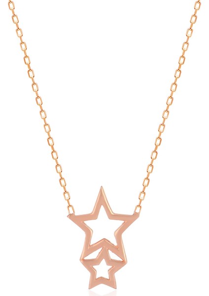 Rose Altın Kaplama Yıldız Gümüş Kolye