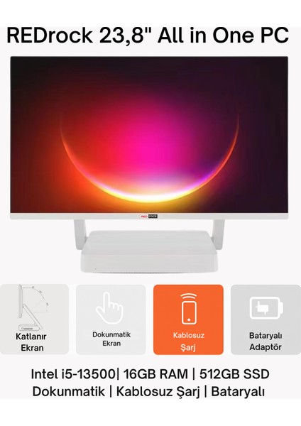 Foldline I5 13500H 16GB,512GB, Katlanır 23.8" Dokunmatik Ekran, Bataryalı Adaptör, Kablosuz Telefon Şarjı Özelliği, All-In-One Pc