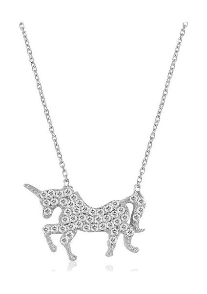 Silver 925 Ayar Zirkon Taşlı Pegasus Desenli Kolye