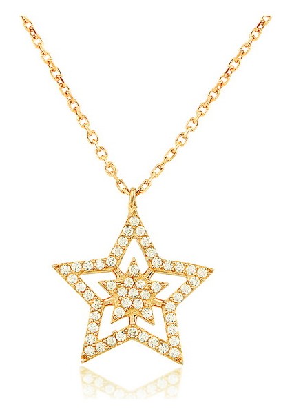 925 Ayar Gümüş Zirkon Taşlı Yıldız Kolye