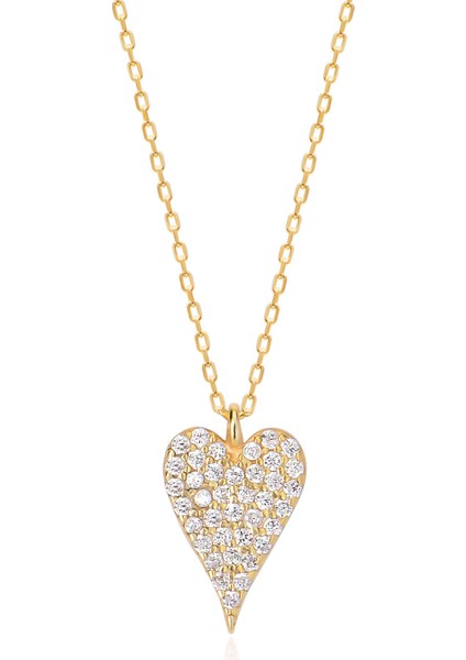 Silver 925 Ayar Zirkon Taşlı Kalp Kolye