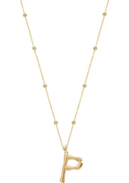 Bambu P Harfi Gümüş Kolye