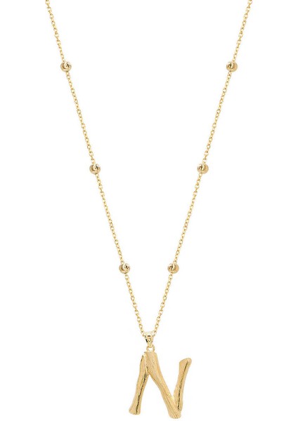 Bambu N Harfi Gümüş Kolye