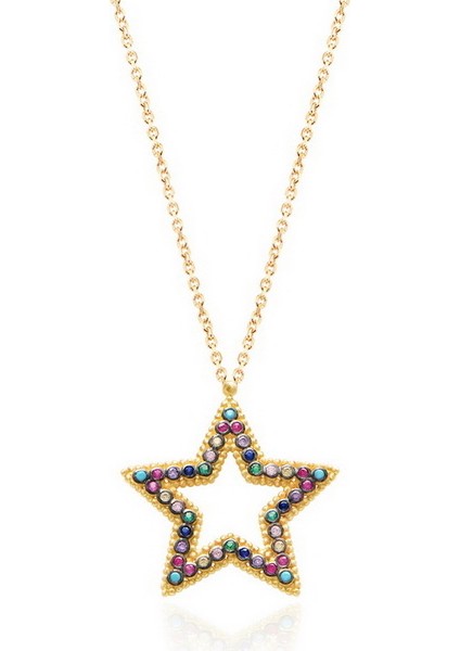 Silver 925 Ayar Zirkon Yıldız Güverseli Kolye