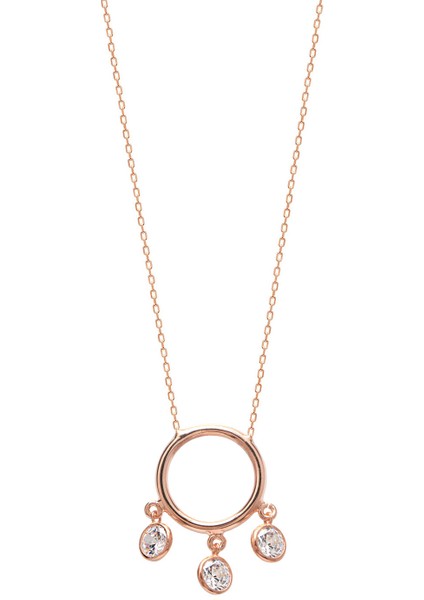 925 Ayar Zirkon Taşlı Yuvarlak Kolye