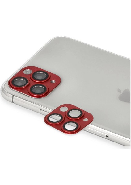 Iphone 11 Pro Max Pers Alüminyum Kamera Lens - Kırmızı