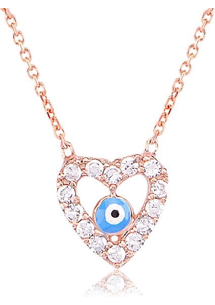 Göz Desenli Ortası Nazar Boncuklu Yuvarlak Gümüş Kolyeler ile Zarafetinizi Ortaya Çıkarın!