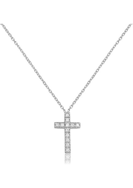 925 Ayar Gümüş Taşlı Haç Kolye