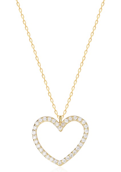 925 Ayar Zirkon Taşlı Kalp Kolye