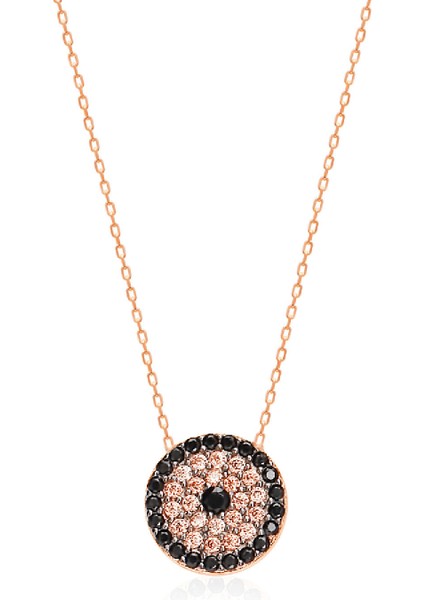 925 Ayar Gümüş Zirkon Taşlı Yuvarlak Kolye