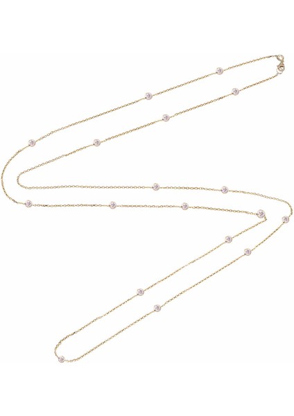 5 mm Siyah Taşlı Rose Altın Kaplama Gümüş Kolye