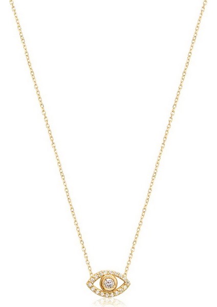 925 Ayar Gümüş Zirkon Taşlı Göz Kolye