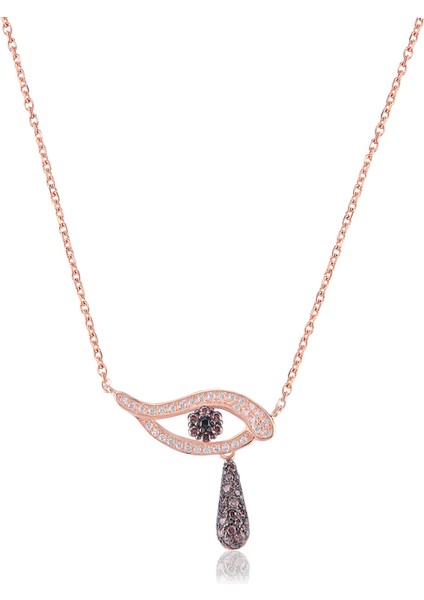 925 Ayar Gümüş Zirkon Taşlı Göz Kolye