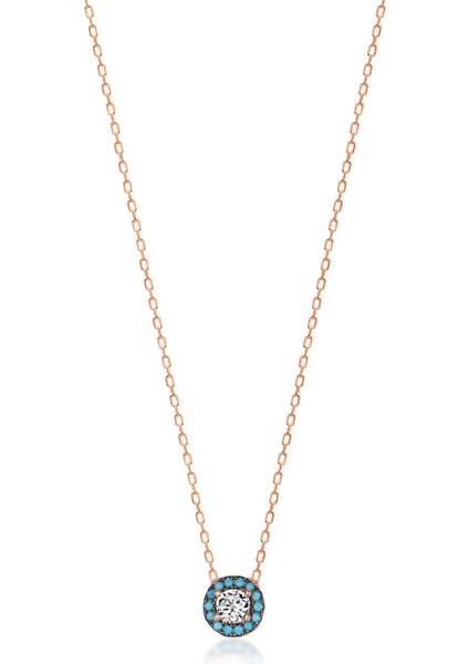 925 Ayar Gümüş Zirkon Taşlı Yuvarlak Kolye