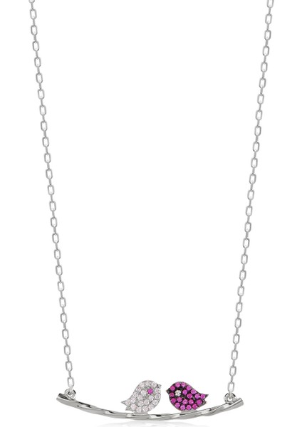 925 Ayar Zirkon Taşlı Kuş Kolye