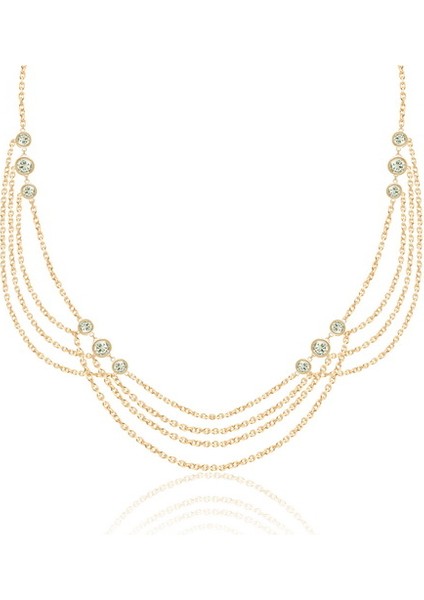 925 Ayar Zirkon Taşlı Zincir Kolye