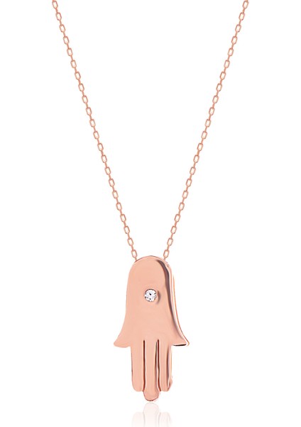 Silver 925 Ayar Zirkon Taşlı Hamsa Kolye
