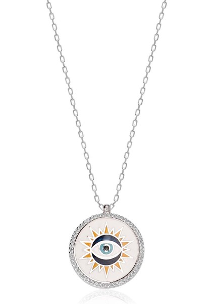 925 Ayar Gümüş Taşlı Yuvarlak Kolye