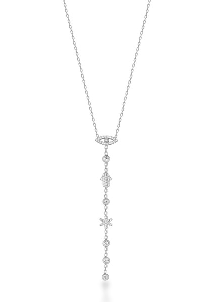 925 Ayar Gümüş Zirkon Taşlı Karışık Kolye