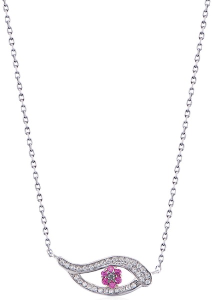 Silver 925 Ayar Zirkon Taşlı Göz Desenli Kolye