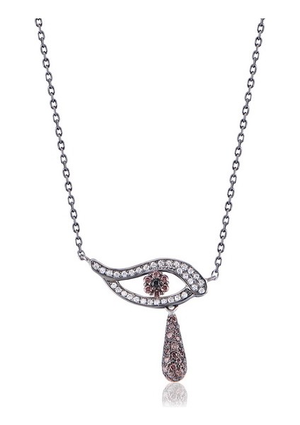 925 Ayar Gümüş Zirkon Taşlı Göz Kolye