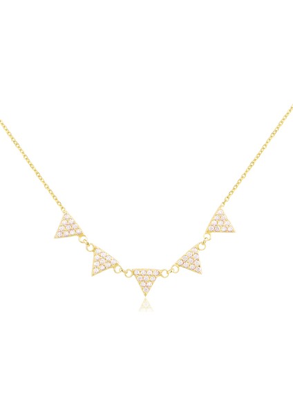 925 Ayar Gümüş Zirkon Taşlı Üçgen Kolye