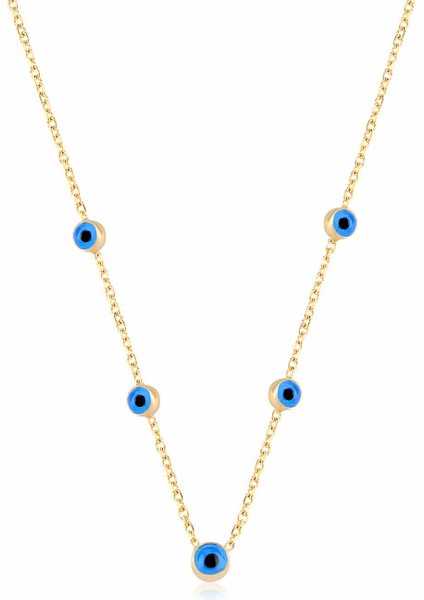 925 Ayar Cam Taş Göz Kolye