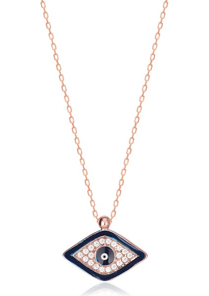 Silver 925 Ayar Zirkon Taşlı Göz Mineli Kolye