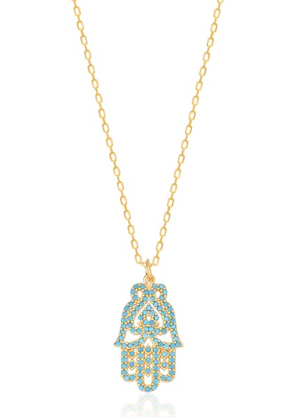 Silver 925 Ayar Zirkon Taşlı Hamsa Kolye
