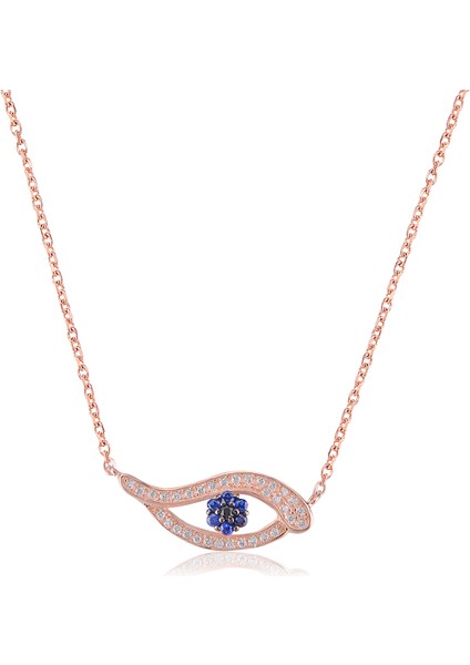 Silver 925 Ayar Zirkon Taşlı Göz Desenli Kolye